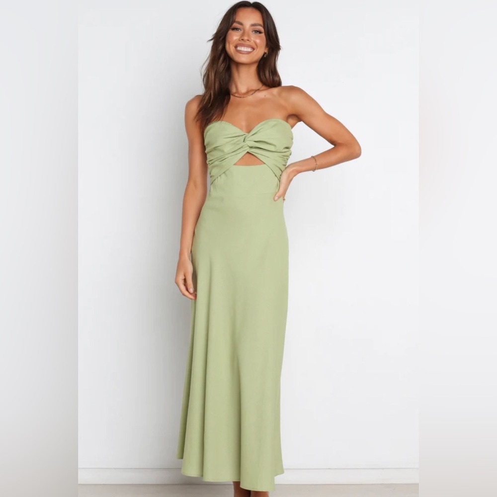 Olive Green Strapless Dress